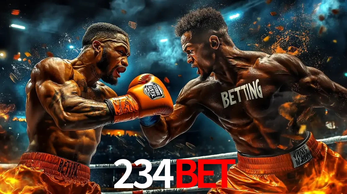 Dois boxeadores em uma luta intensa e explosiva, representando a adrenalina e as oportunidades de apostas em esportes de combate disponíveis na plataforma 234BET.